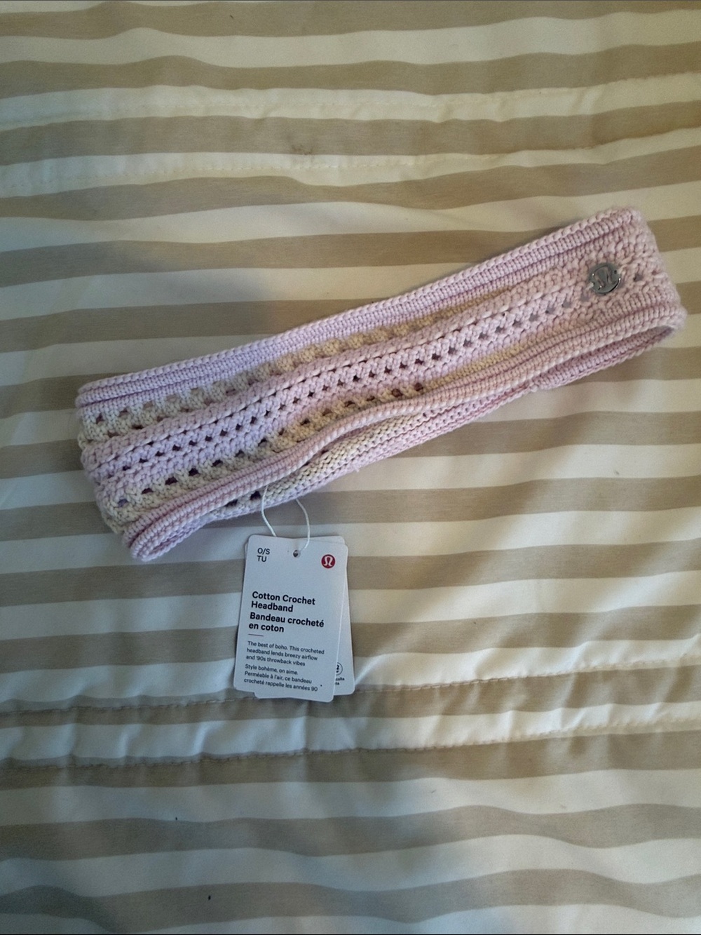 lululemon Cotton Crochet Headband  limited edition - lavender and off white
